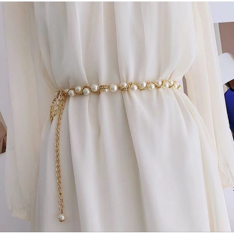 Jual ( SB49) premium - ikat pinggang rantai mutiara ala korea belt ...