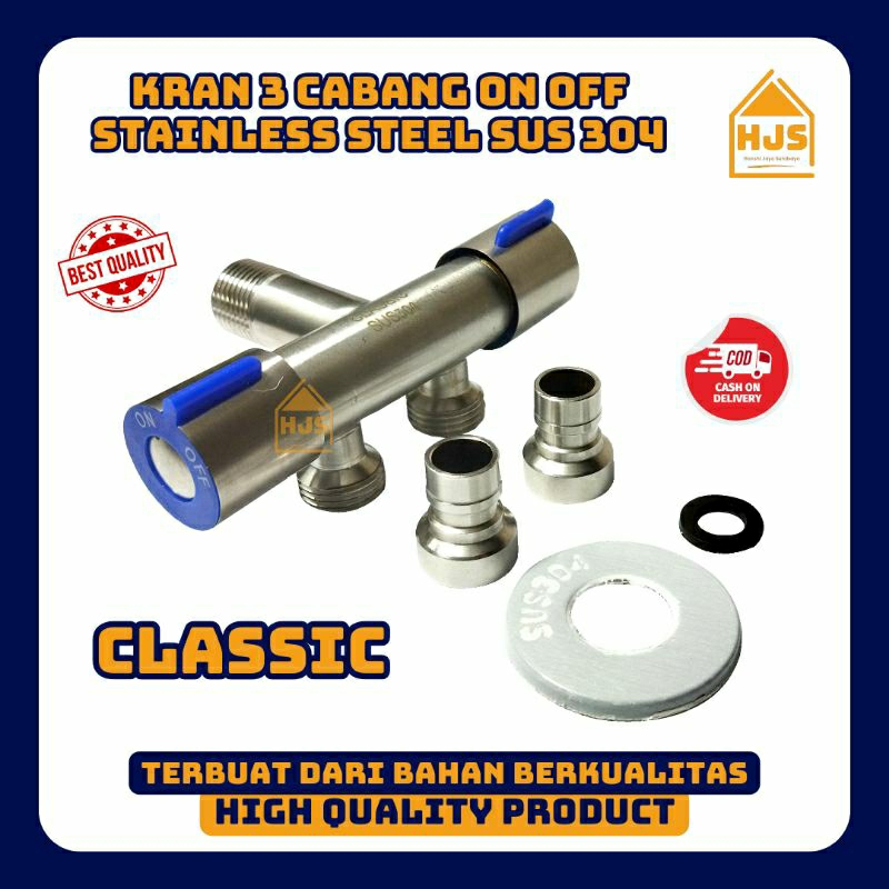 Jual [CLASSIC] Stop kran 2 cabang on off kanan kiri stainless steel sus ...