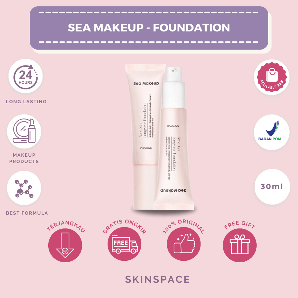 Jual Sea Makeup Acne 24h Longwear Foundation Full Coverage With