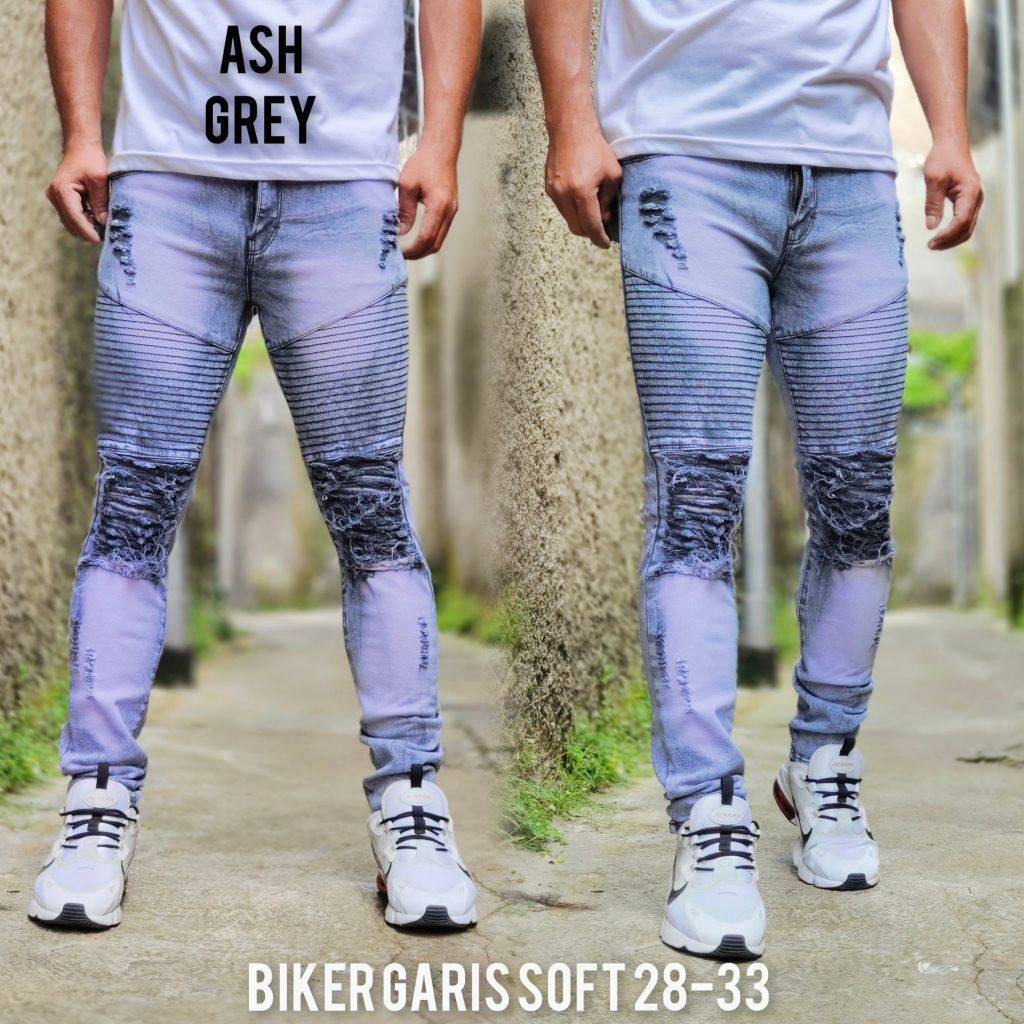 Jual Celana jeans sobek lutut pria ripped snow jeans softjeans murah
