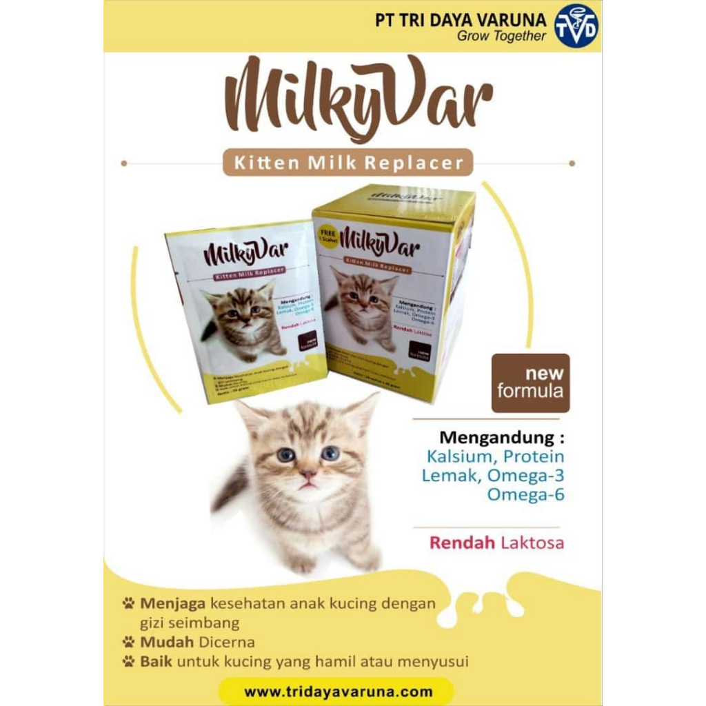 Jual Milkyvar Kitten Milk Replacer 1 Box isi 10 Sachet Susu Kucing
