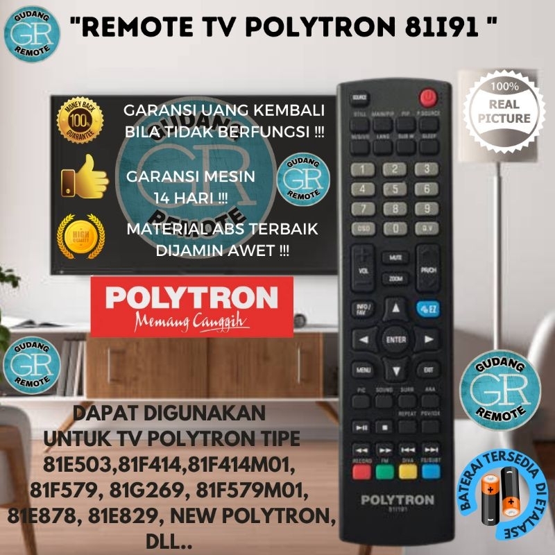 Jual Remote remot TV Polytron LCD LED POLYTRON 811191 CINEMAX / BAZZOKE ...