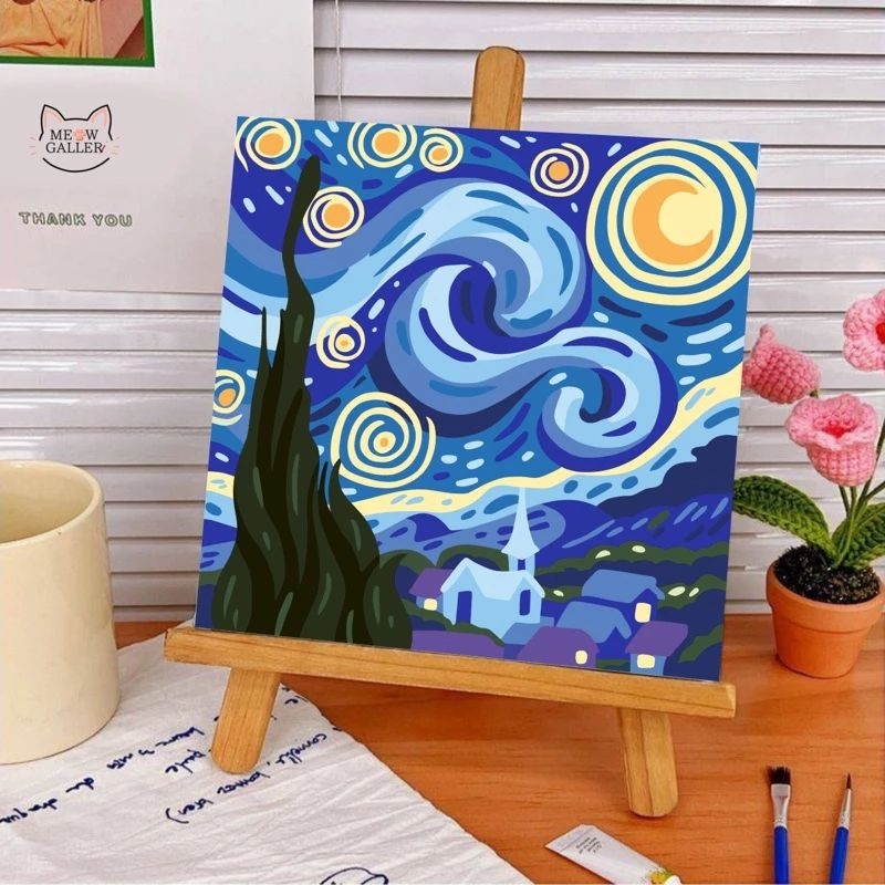 Jual Paint By Numbers 20x20cm - Starry Night - Painting KIT DIY ...