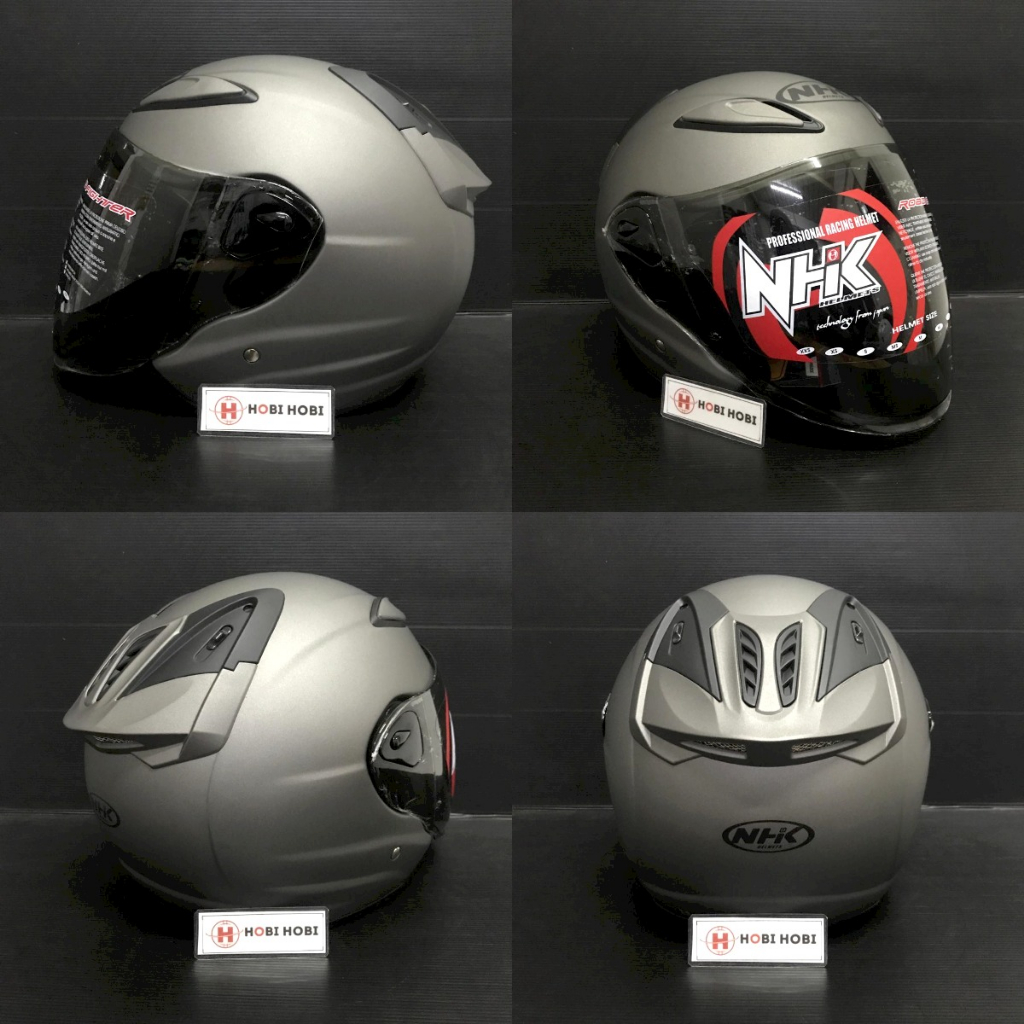 Jual Helm NHK halfface NHK R6 Solid Grey Doff polos KACA LIGHT SMOKE ...