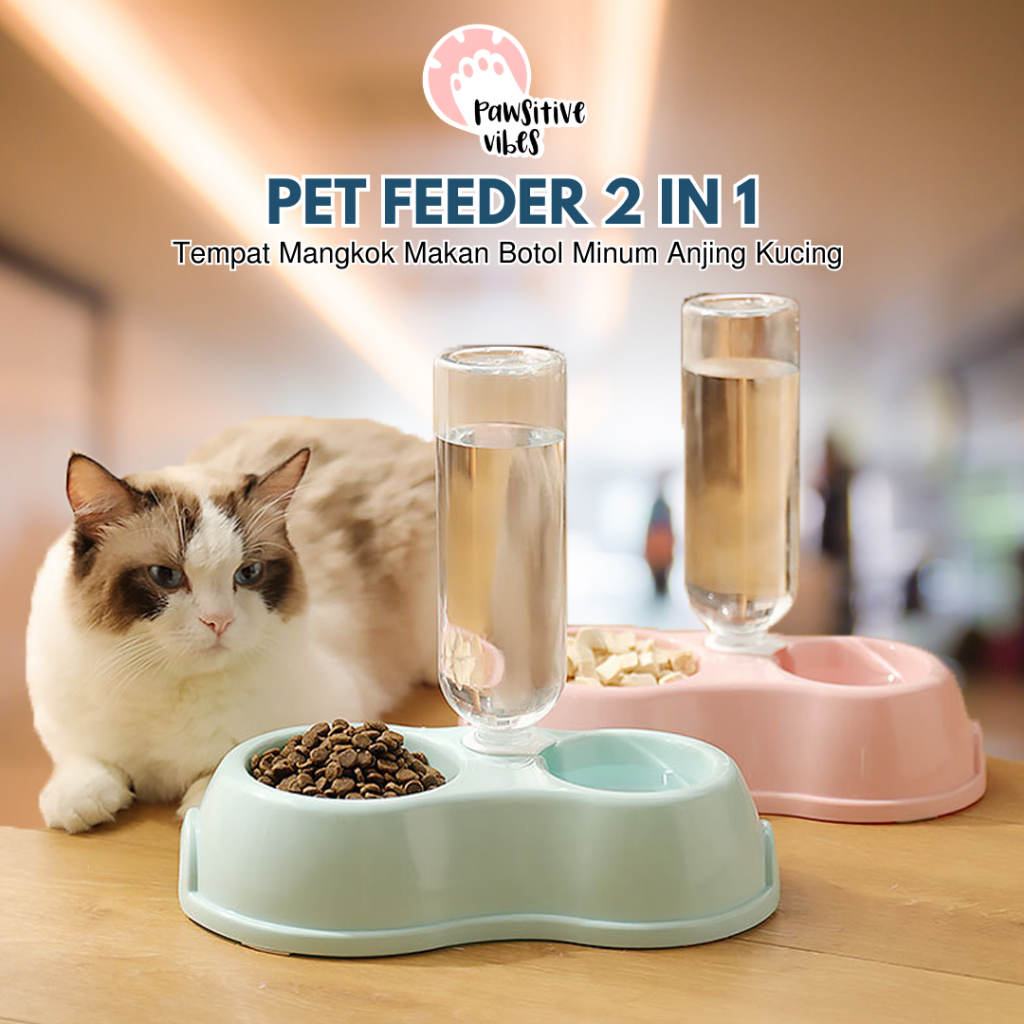 Jual Tempat Makan Minum 2 in 1 Otomatis Warna Pastel - Dispenser ...