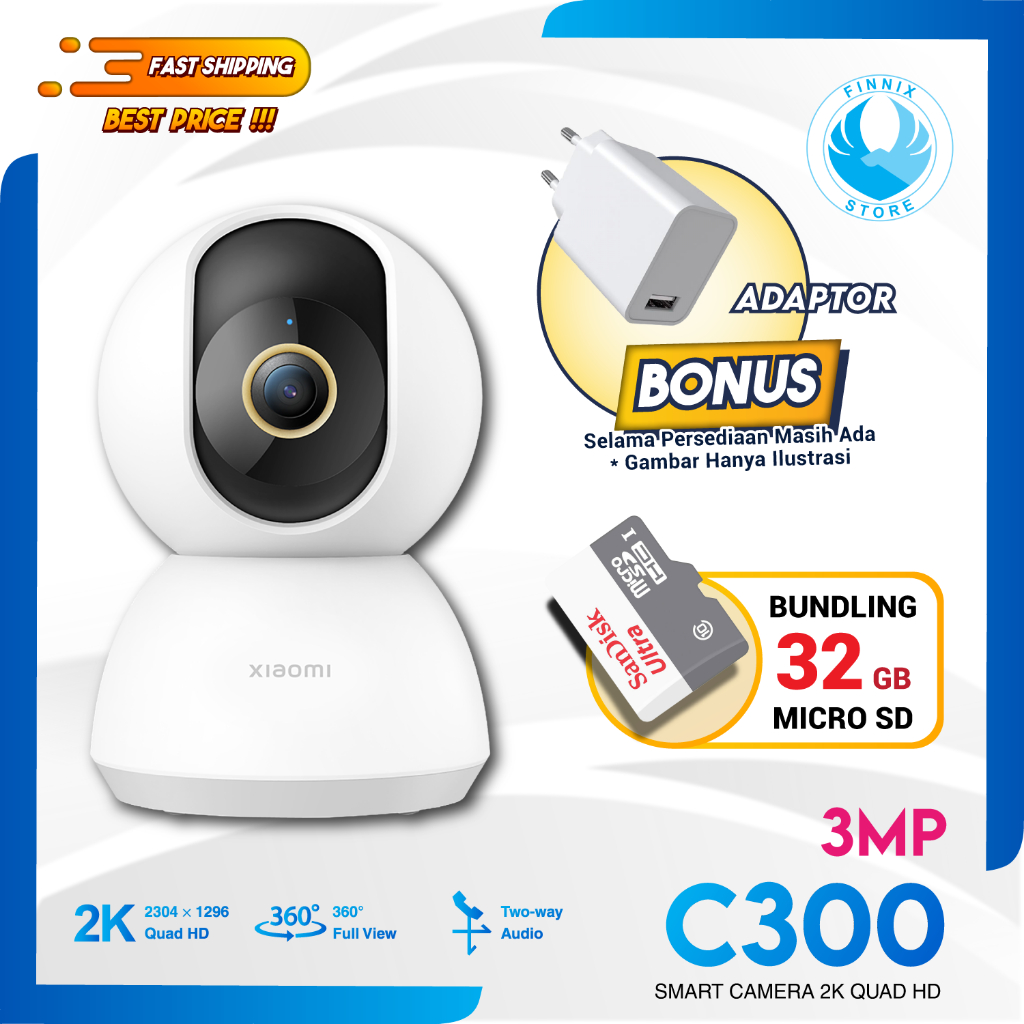 Sd Card Xiaomi Wifi Camera 360 Xiaomi Smart Camera C301 2K CCTV 360 Night  Vision Inframerah Deteksi Manusia