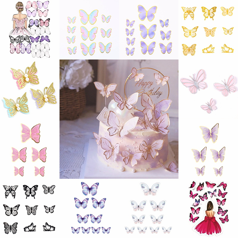 Jual [COD ️]Cake topper hiasan kue ulang tahun kupu kupu butterfly pink ...