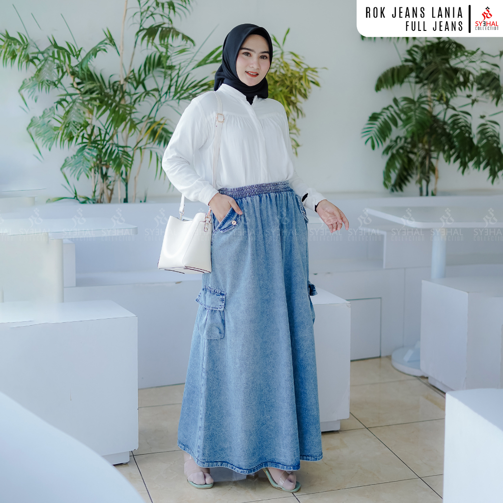 Jual ROK JEANS CARGO LANIA - SYEHAL COLLECTION // ROK CARGO JEANS ...