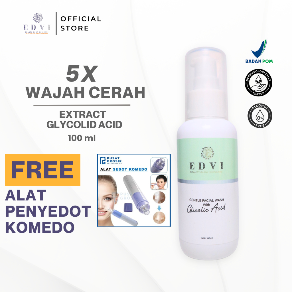Jual EDVI Gentle Facial Wash With Glycolic Acid / Menutrisi Kulit