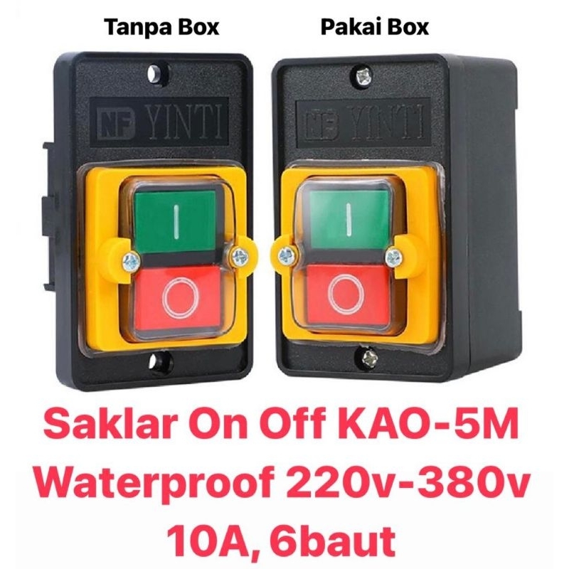 Jual saklar on off KAO-5M Waterproof 220v-380v 10a 6baut saklar bor ...