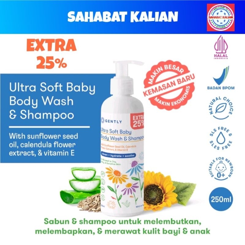 Jual Gently Ultra Soft Baby Body wash & Shampoo 250ml Shopee Indonesia