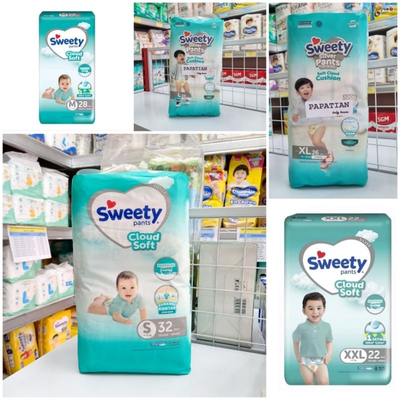 Jual Sweety Silver Pants S32 M28 L26 XL26 XXL22 Diapers