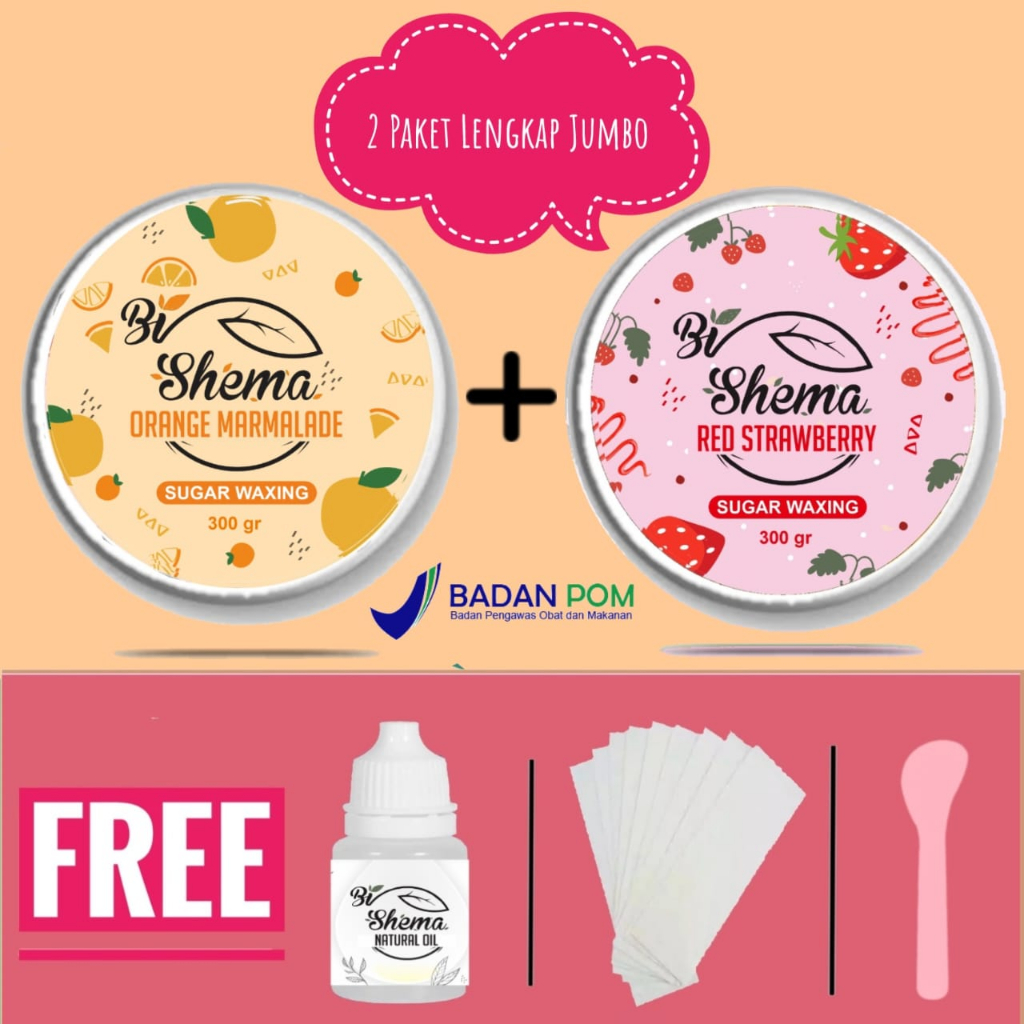 Jual BPOM 300Gr BIO Shema Sugar Waxing 2 Paket lengkap warna Merah Dan