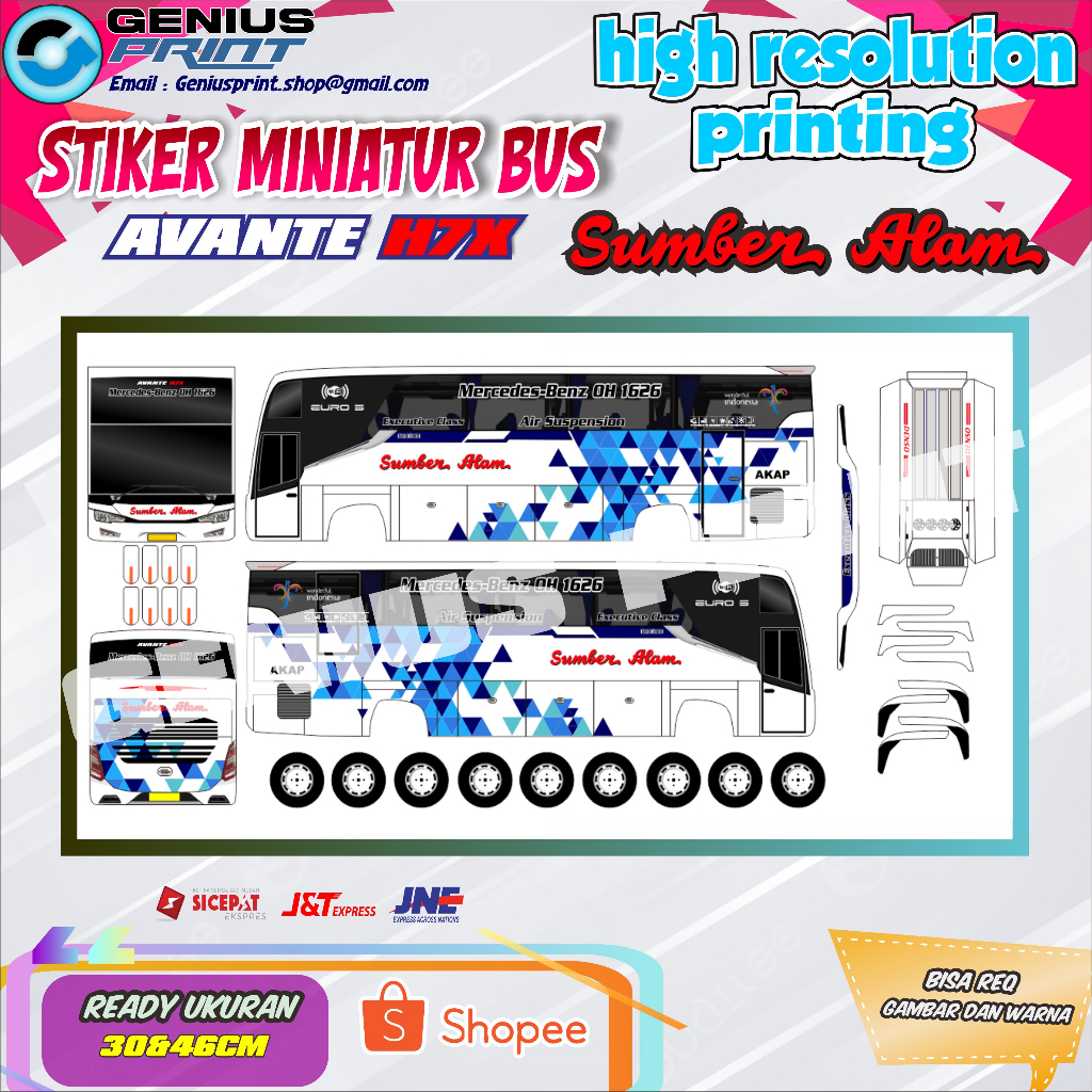 Jual Stiker Miniatur Bus Avante H7x Motif Sumber Alam Ukuran 30&46cm ...