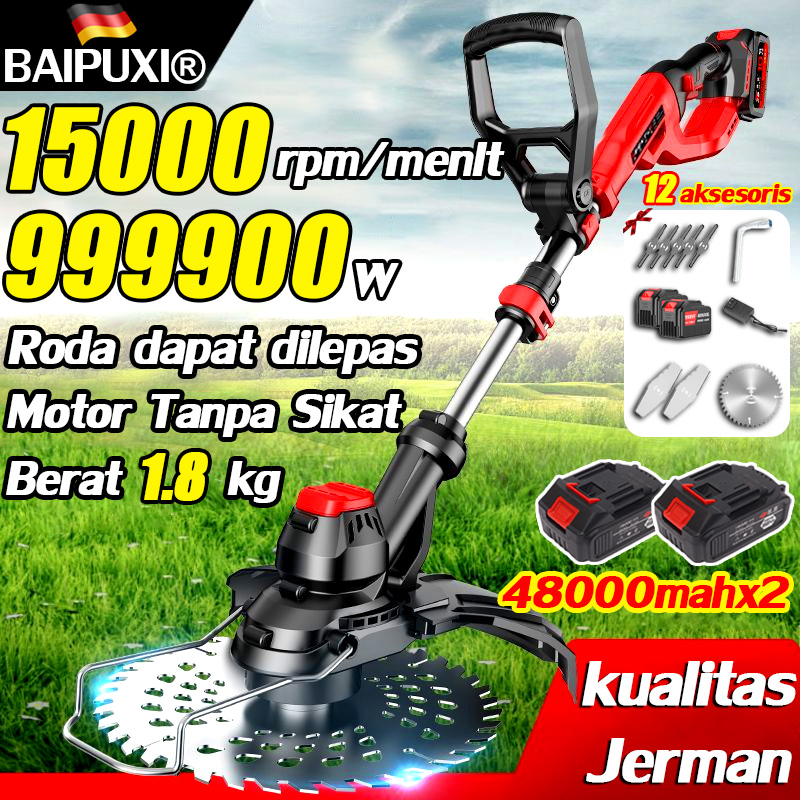 Jual Diimpor dari Jerman 48V*2 BAIPUXI Mesin potong rumput Dengan 10 ...