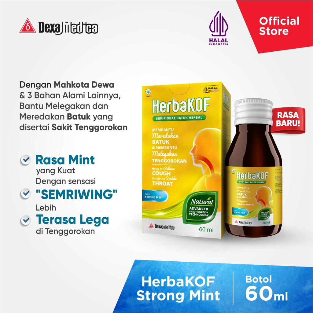 Jual Herbakof Sirup Obat Batuk Herbal Rasa Strong Mint Botol 60ml