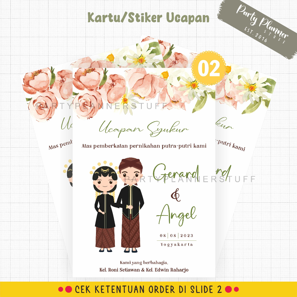 Jual Kartu ucapan syukuran pernikahan / label stiker nasi kotak nasi