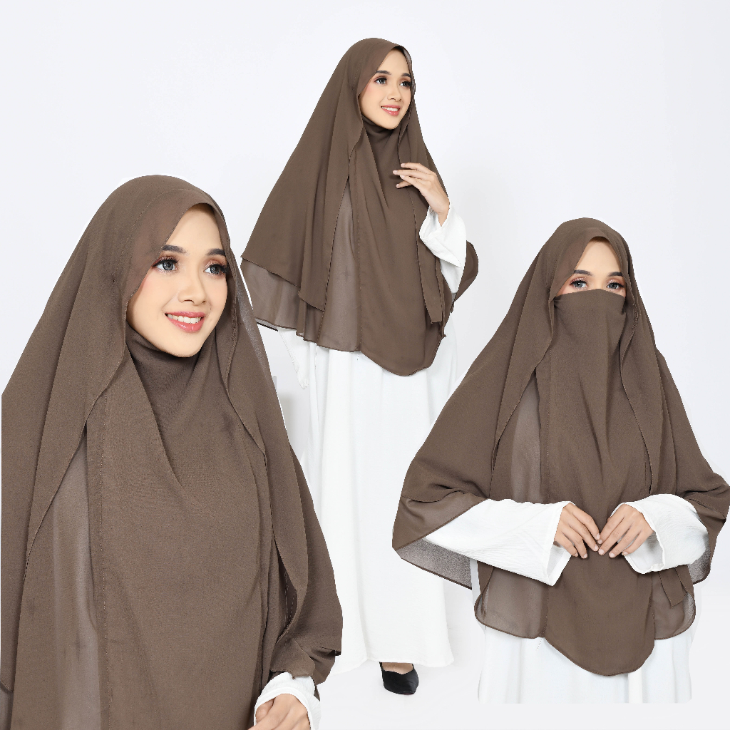 Jual Jilbab Syari Ceruty 2 Layer/Jilbab Cadar Niqab/Jilbab Syari Niqab