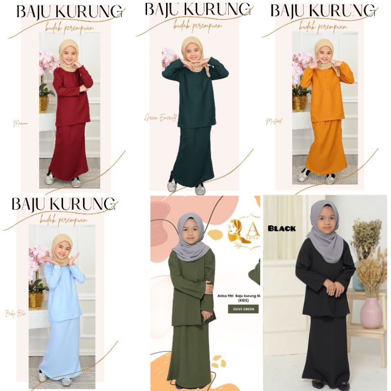 Jual BAJU KURUNG MELAYU KIDS MOTIF POLOS ANAK UMUR 3TH - 15TH RNB SATU ...