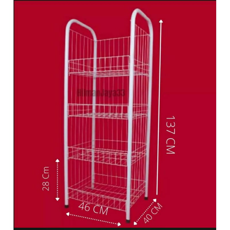 Jual Rak Ciki Jumbo Merah 4 Susun Roda | Shopee Indonesia