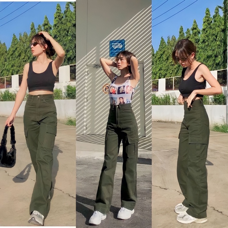 Jual Cargo Pants Wanita Terbaru Celana Cargo Highwaist Wanita Pants