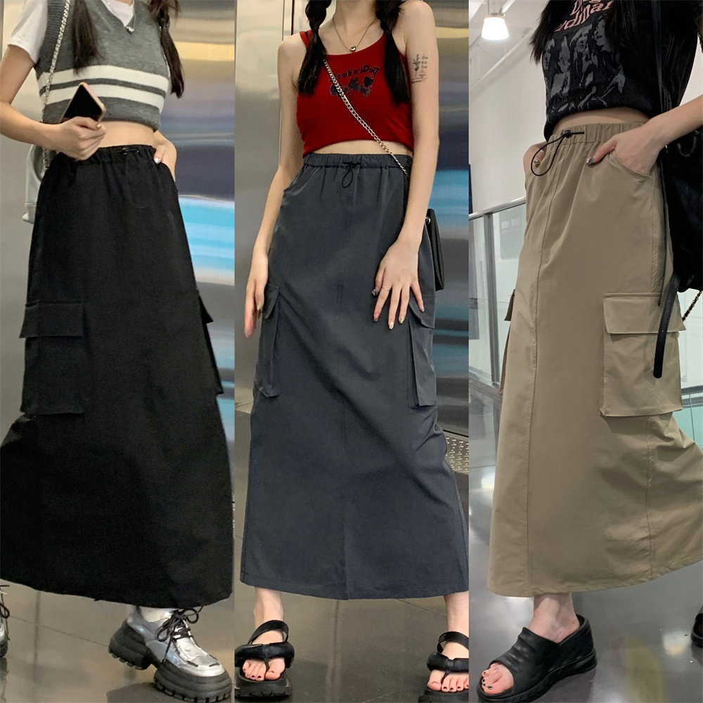 Jual XIAOZHAINV korean style Cargo Skirt Casual Panjang Kekinian ...