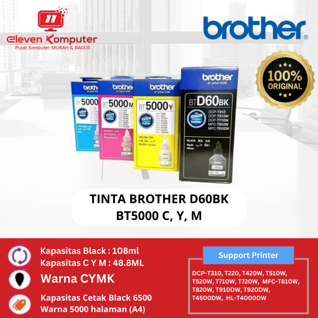 Jual Tinta Brother D60BK Black BT 6000 Black BT 5000 Cyan Magenta Yellow Shopee Indonesia