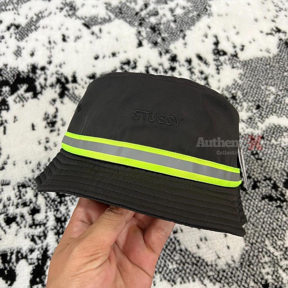 Stussy reflective shop tape bucket hat