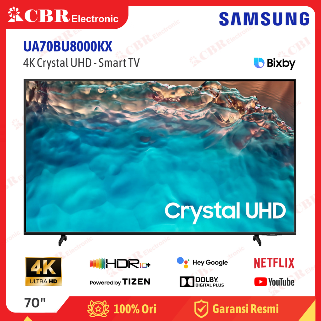 Jual TV SAMSUNG 70 Inch LED 70BU8000KX (4K Crystal UHD-Smart TV