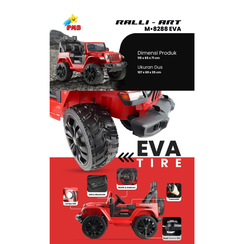 Jual MOBIL AKI ANAK REMOTE CONTROL JEEP RUBICON PMB M-8288 DUAL GEARBOX ...