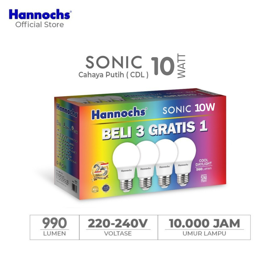 Jual HANNOCHS Sonic Lampu LED 10W Bohlam 10 W Watt Putih Bulb 10watt ...