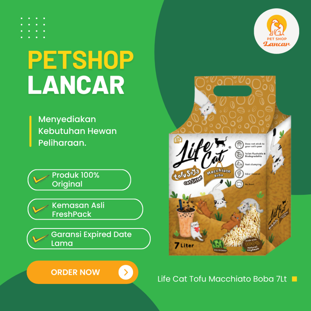 Jual Life Cat Tofu Soya Liter Pasir Kucing Gumpal Wangi Macchiato Boba Shopee Indonesia