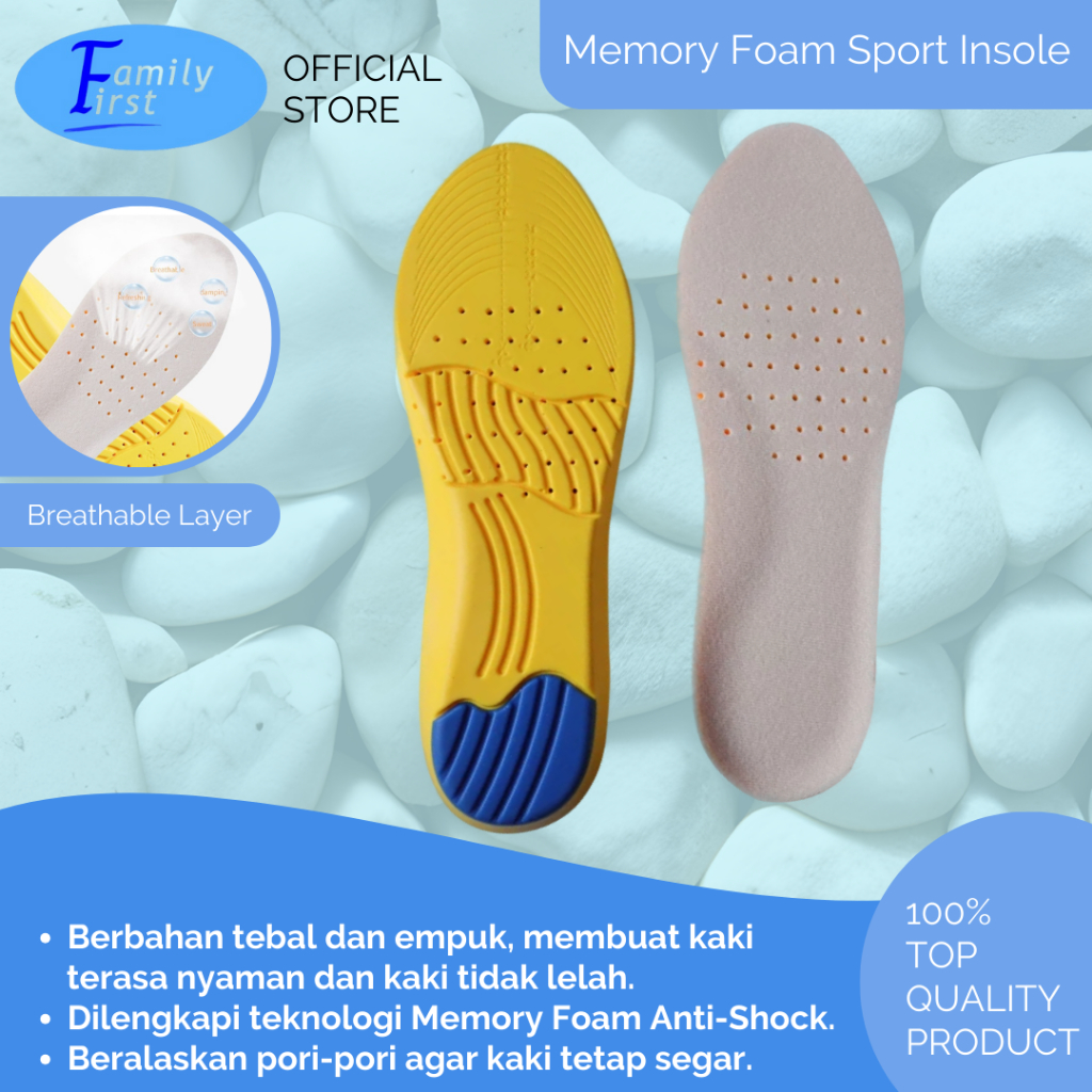 Jual Insole Sepatu Olahraga Sport Running Memory Foam Alas Sepatu Empuk