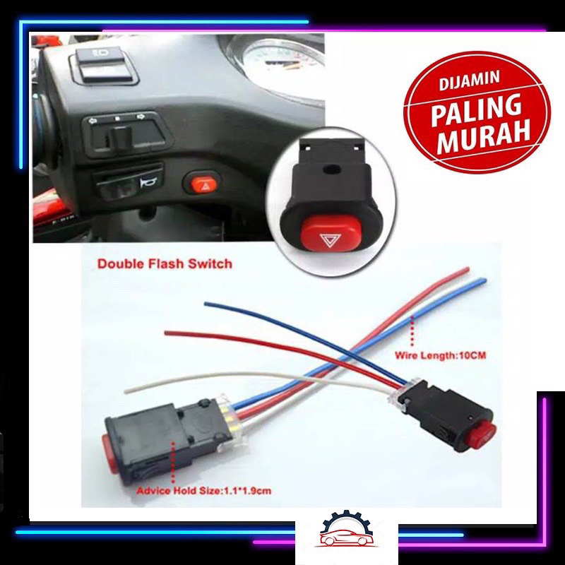 Jual Saklar Tombol Switch Lampu Hazard On Off Lampu Sein Sepeda Motor Mobil Convoi Tombol Hazard