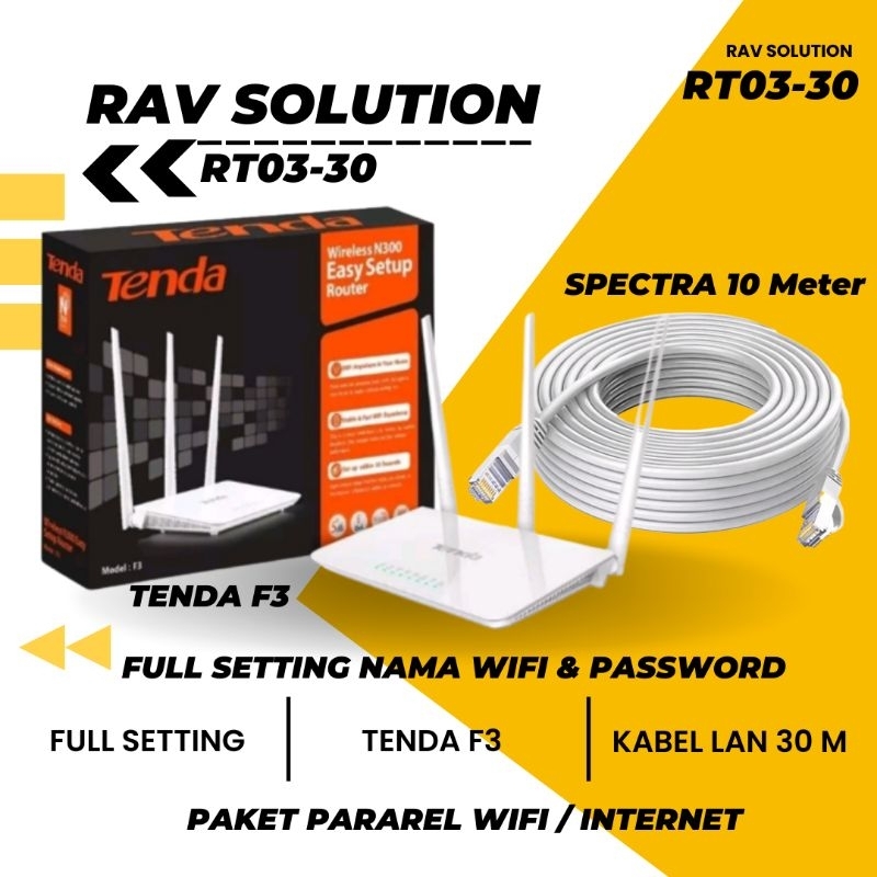 Jual PARAREL WIFI ROUTER TENDA F3 + KABEL LAN FULL SETTING | Shopee ...