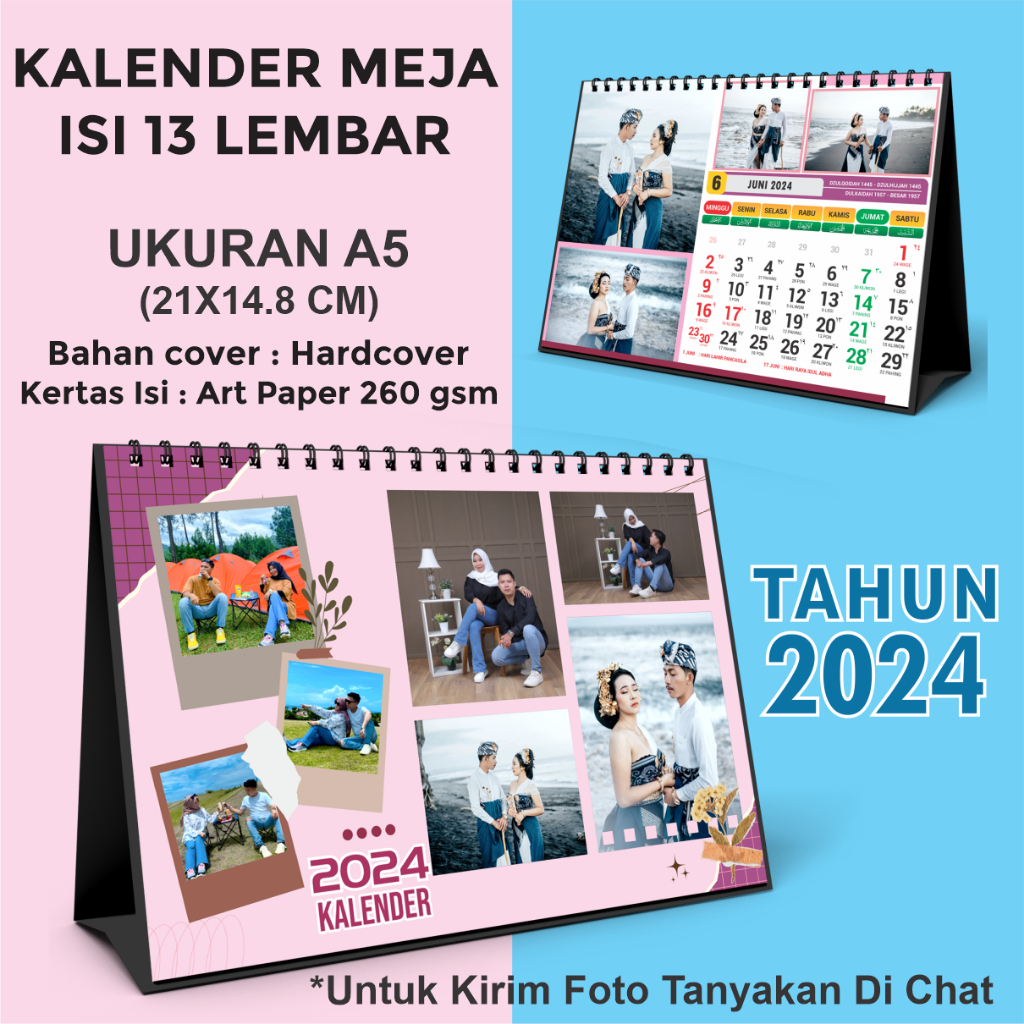 Jual Kalender Meja Custom Foto Kalender Duduk 2024 Ukuran A5 | Shopee