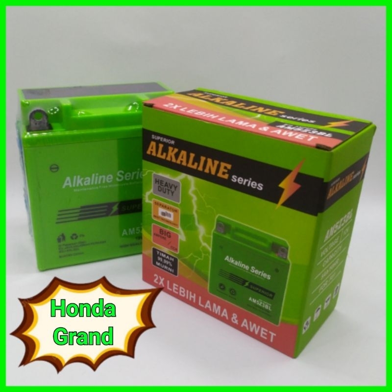 Jual Accu Aki Motor Honda Grand Alkaline AM5Z3BL 12 Volt 5 Amper
