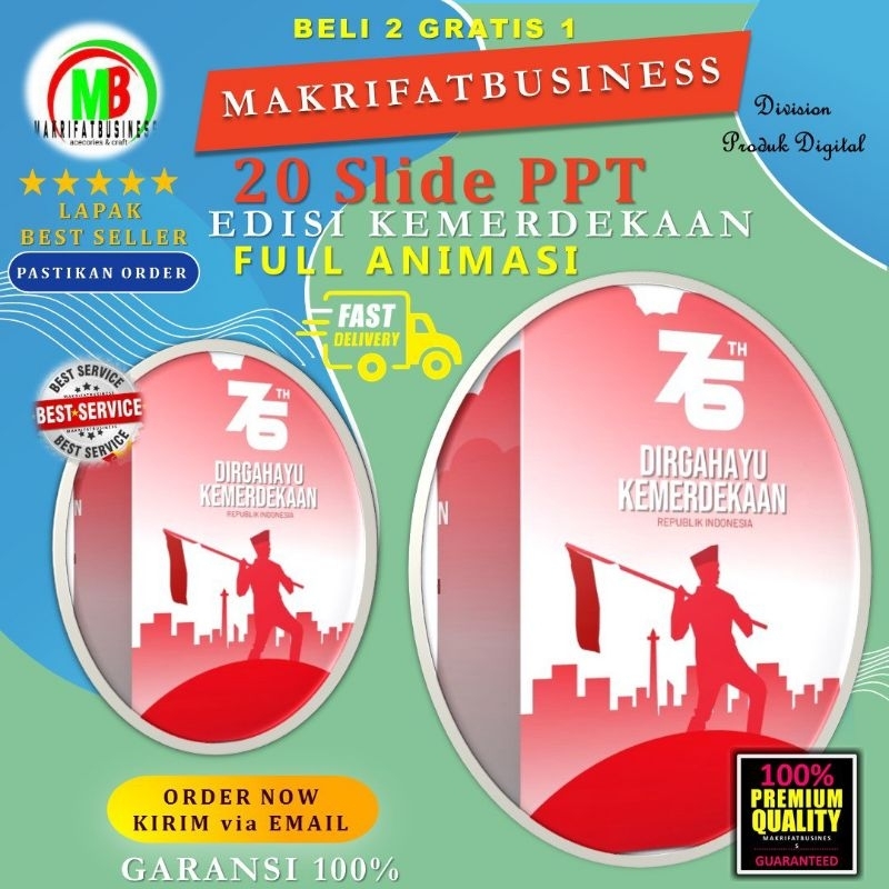 Jual 20 Slide Desain PPT EDISI KEMERDEKAAN 17 AGUSTUS Powerpoint Mudah