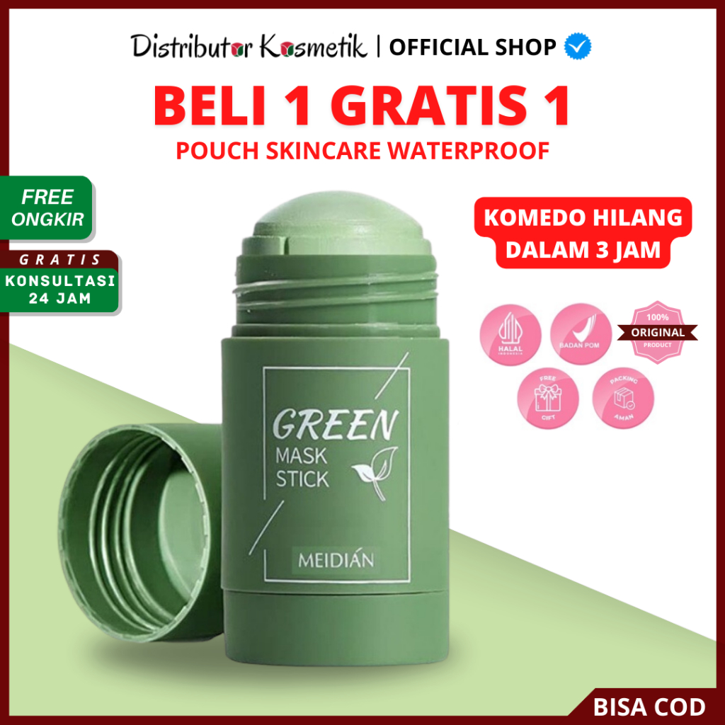 Jual [ AGEN RESMI ] MEIDIAN Green Tea Mask Cleansing Clay Stick