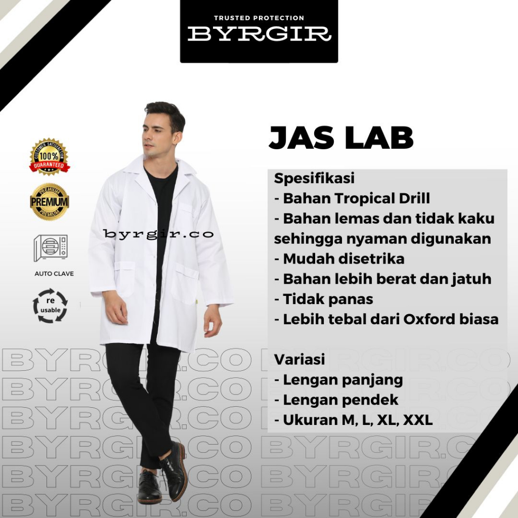 Jual BYRGIR Jas Lab APD Baju Laboratorium Lengan Pendek Baju RS Praktek ...