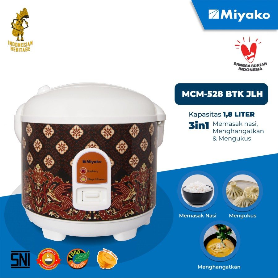 Jual RICE COOKER MIYAKO/MAGIC COM MIYAKO MCM 528 BTK - Kapasitas 1,8 ...