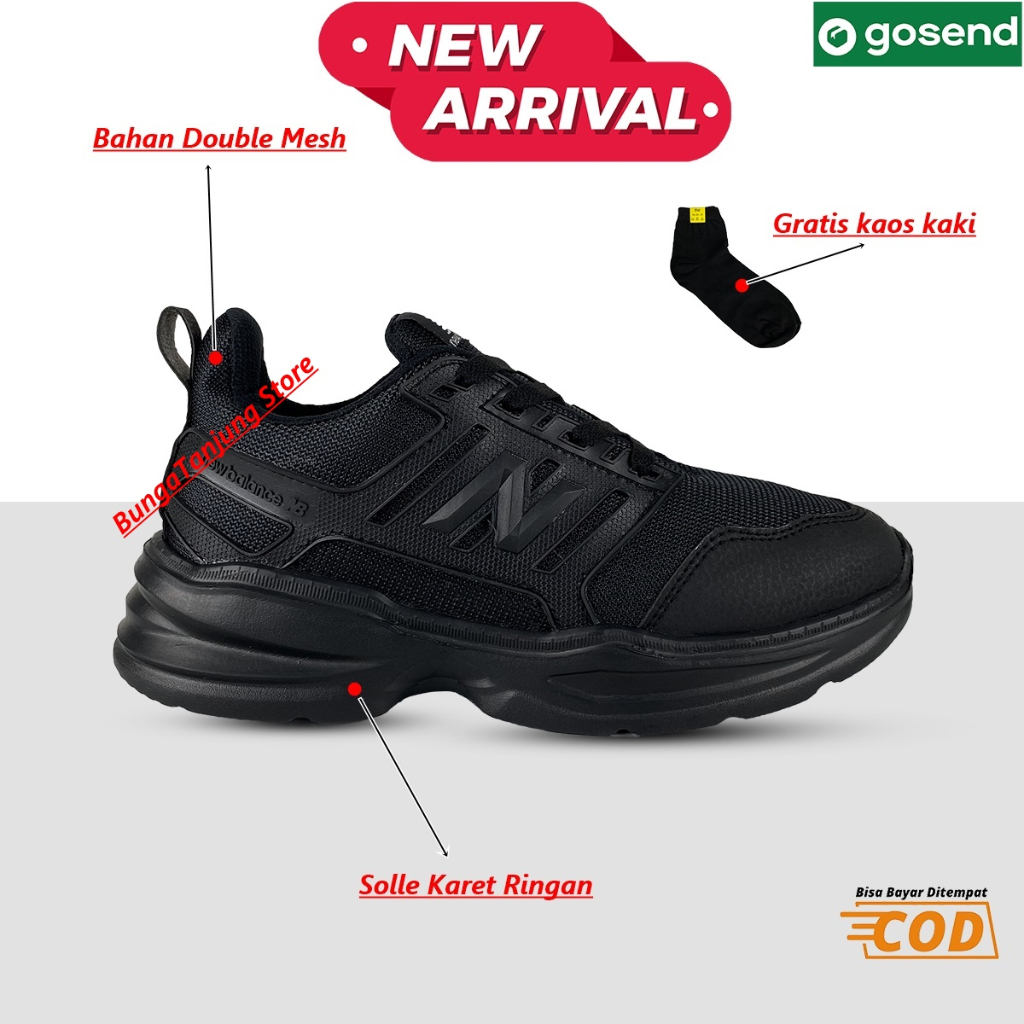Jual PROMO COD !!! Sepatu Hitam Polos Anak Full Black Sneakers Pria Dan