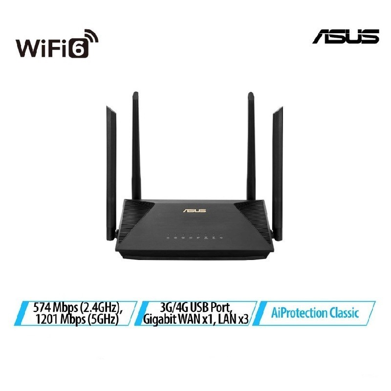 Jual ASUS RT-AX53U DUAL BAND WIFI 6 AX1800 WIRELESS ROUTER WITH AIMESH ...