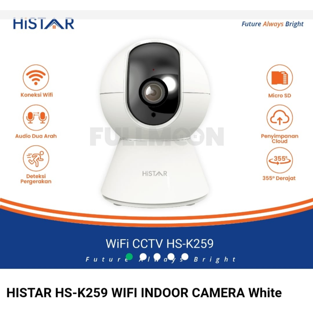 Jual HISTAR HSK259 WIFI INDOOR CAMERA White CCTV 355 derajat full hd