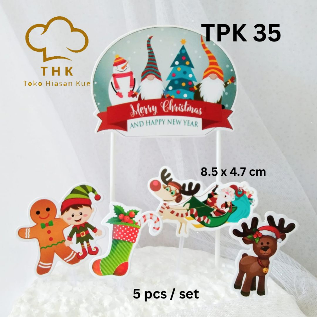 Jual Tpk Hiasan Kue Cake Topper Kertas Karton Natal Christmas