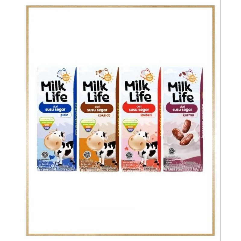 Jual Milk Life Uht 200 Ml Susu Sapi Milklife Susu Segar Rasa Chocolate Strawberry Plain 