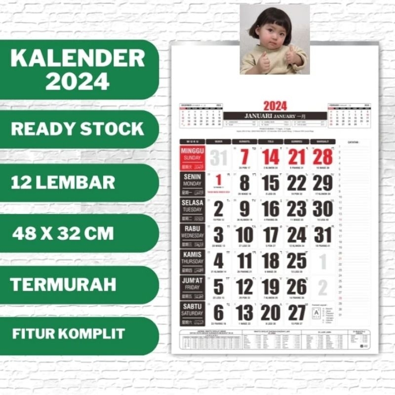 Jual [[PROMO]] KALENDER TANGGALAN 2024 MURAH UNIVERSAL TINGGAL SABLON ...