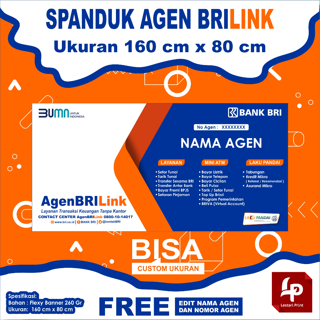 Jual SPANDUK BRILINK 160CM X 80CM / SPANDUK AGEN BRILINK / BANNER AGEN ...