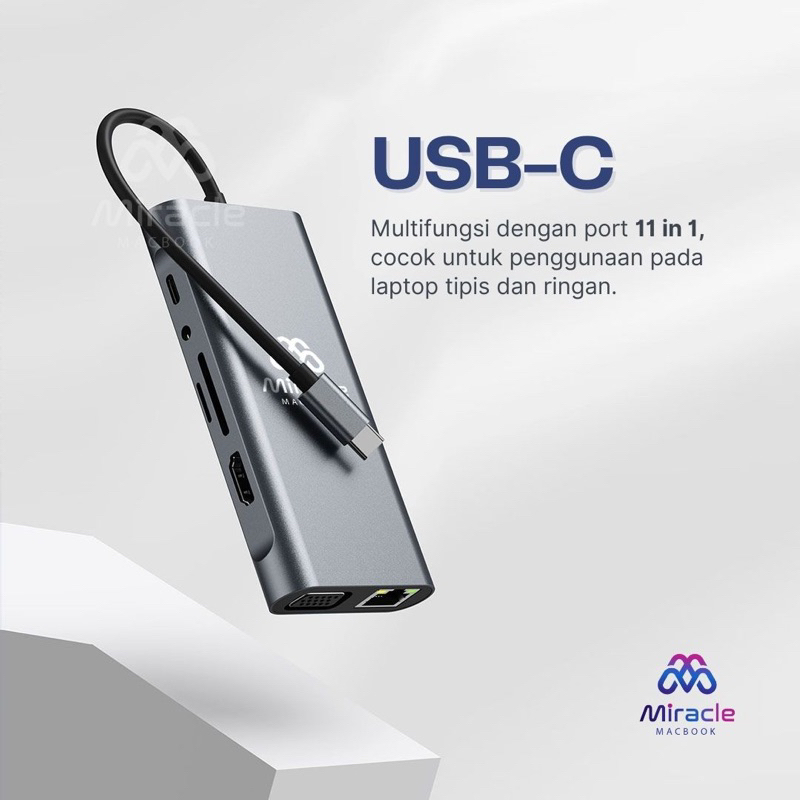 Jual (2110 & 2310) MIRACLE 11 in 1 HUB multiport USB type-c vers USB 3. ...