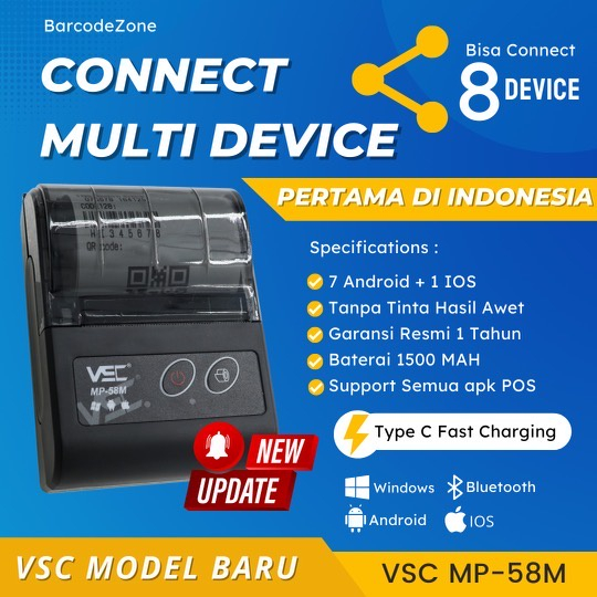 Jual Printer Resi Termal Portable Printer Ppob Kasir Mm Thermal Vsc Mp M Bluetooth Struk